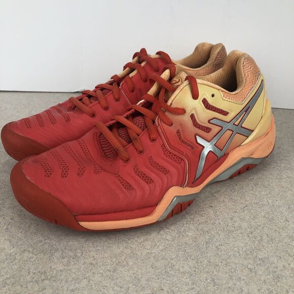 ASICS Gel-Resolution 7 Women’s Tennis Athletic Sneakers Shoes Sz 8 Orange Red - Picture 4 of 10